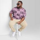 Adult Extended Size Relaxed Fit Short Sleeve Floral Print T-shirt - Original Use Purple