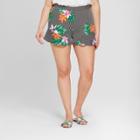 Women's Plus Size Striped Floral Print Ruffle Hem Shorts - Who What Wear Black/white 20w, Black/white