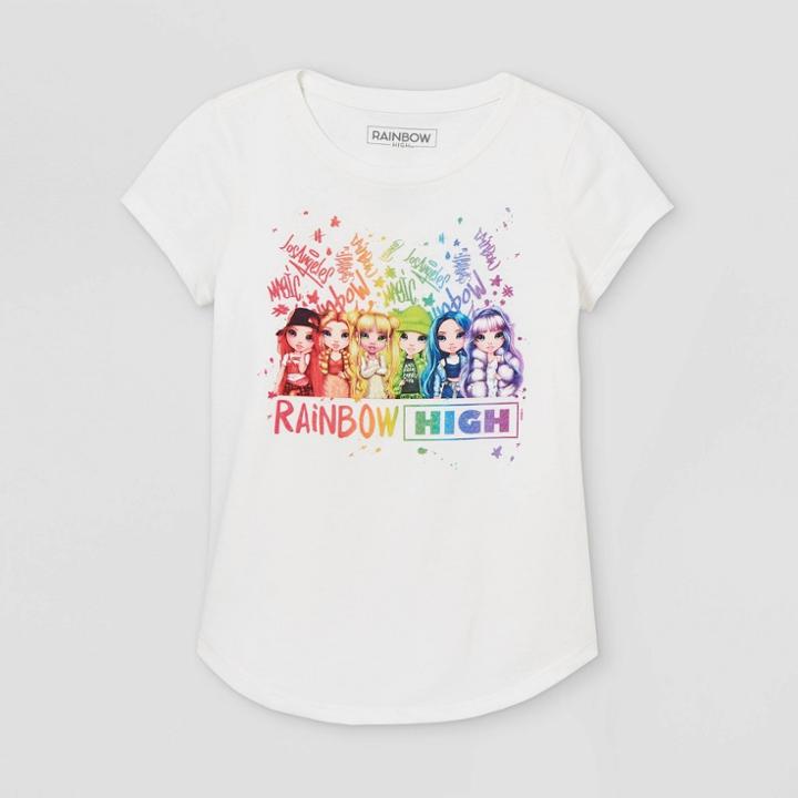 Girls' Rainbow High Short Sleeve Graphic T-shirt - Off-white