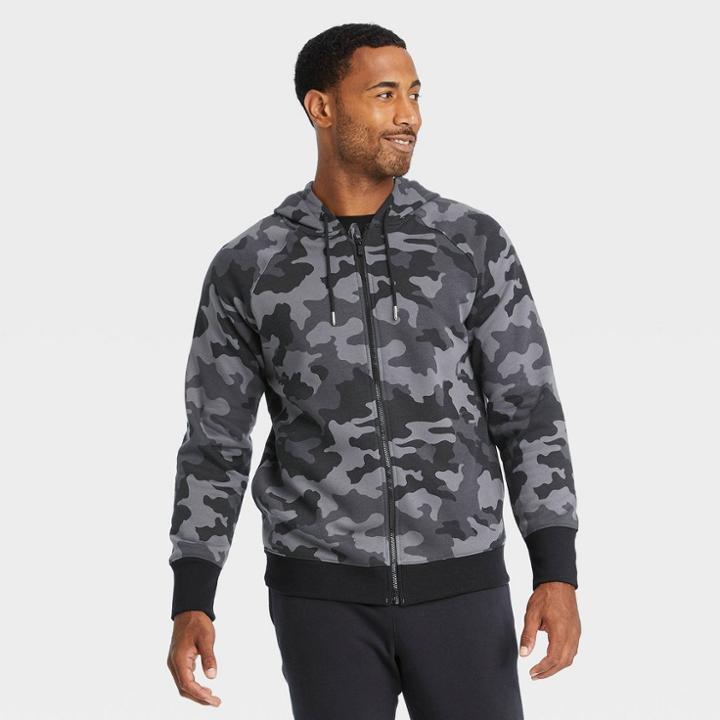 All In Motion Men's Camo Print Cotton Fleece Full Zip Hoodie - All In