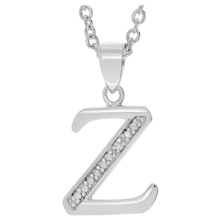 Journee Collection 1/10 Ct. T.w. Round-cut Diamond Letter Pave Set Pendant Necklace In Sterling Silver - Silver, Z (18), Girl's, Silver