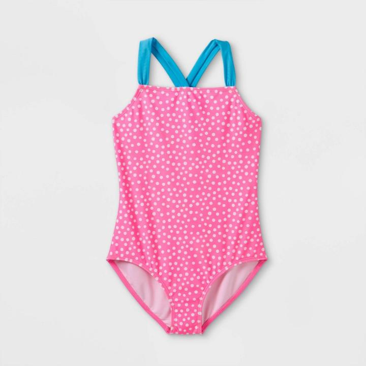 Girls' Polka Dot One Piece Swimsuit - Cat & Jack Pink