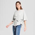 Women's Wide Sleeve Blouse With Tie - Mossimo Gray