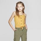Girls' Button Tie Front Tank Top - Art Class Gold