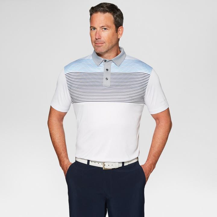 Jack Nicklaus Men's Striped Golf Polo Shirt - Bright White
