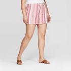 Women's Plus Size Striped Mid-rise Pull On Shorts - Universal Thread Pink