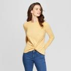 Women's Long Sleeve Twist Front T-shirt - Universal Thread Yellow