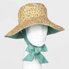 Women's Floral Print Canvas Bucket Hat With Ties - Universal Thread Green