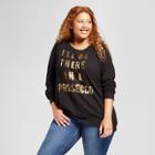 Fifth Sun Women's Plus Size I'll Be There In A Prosecco Long Sleeve Graphic Sweatshirt - Fifth