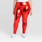 Zoe+liv Women's Plus Size Lurex Leggings - Red