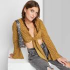Women's Bell Long Sleeve Tie-front Blouse - Wild Fable Mustard Yellow Floral