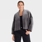 Women's Quilted Velvet Duster Jacket - A New Day Gray