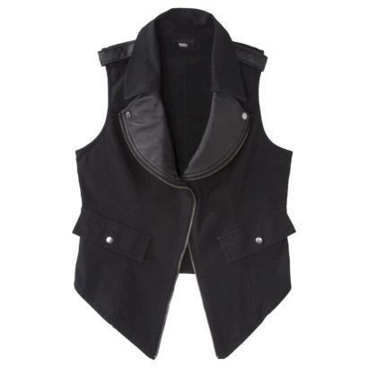 Mossimo Women's Faux Leather Trim Moto Vest - Black