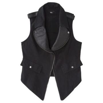 Mossimo Women's Faux Leather Trim Moto Vest - Black