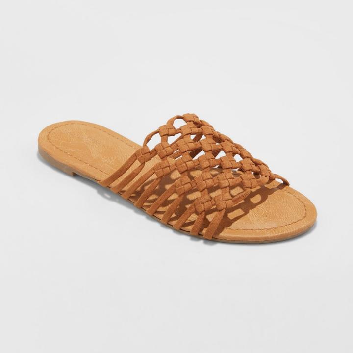 Women's Daphne Microsuede Rope Slide Sandals - Universal Thread Cognac (red)
