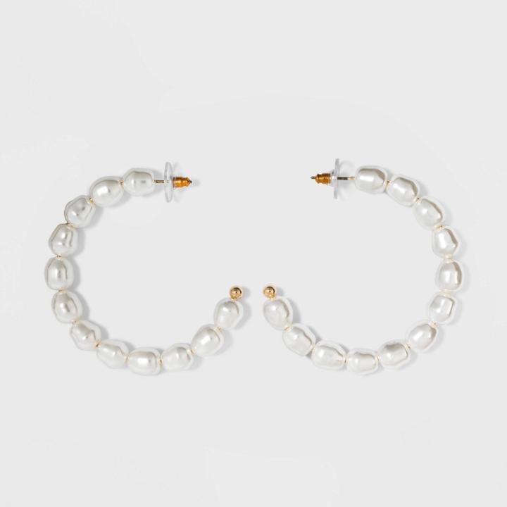 Sugarfix By Baublebar Pearl Hoop Earrings - Pearl, Women's, White