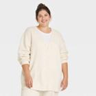Women's Plus Size All Day Fleece Button-front Cardigan - A New Day Cream