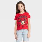 Girls' Disney Minnie Mouse Short Sleeve Graphic T-shirt - Red