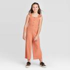 Girls' Button-front Tank Jumpsuit - Art Class Orange S, Girl's,