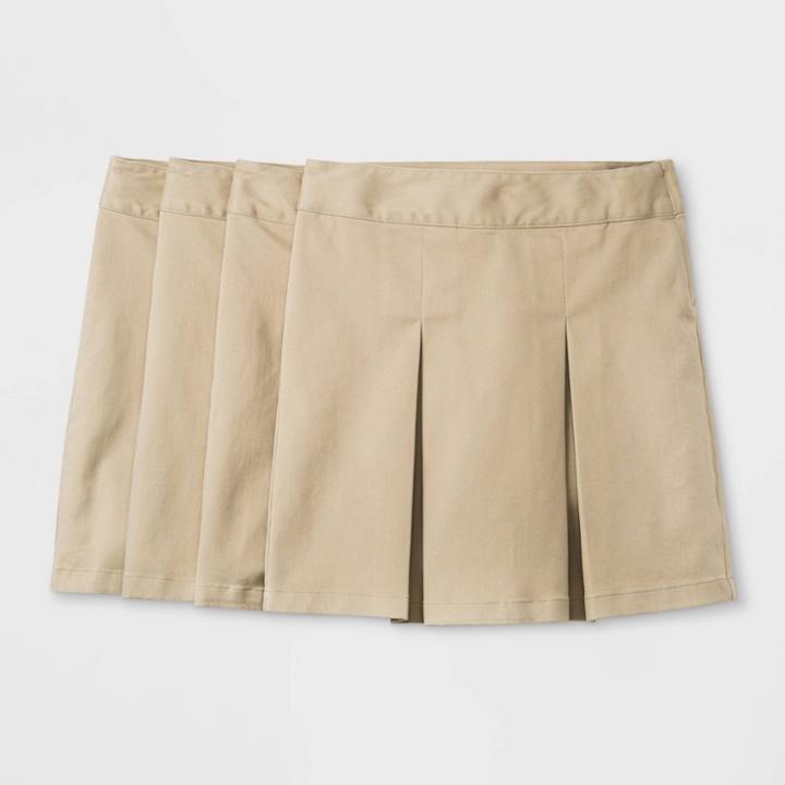 Girls' 4pk Stretch Uniform Pleated Twill Skorts - Cat & Jack