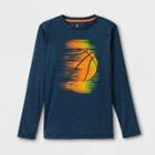 Boys' Long Sleeve Basketball Graphic T-shirt - All In Motion Heather Blue