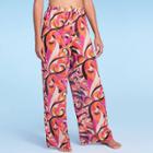 Women's Pull-on Cover Up Pants - Shade & Shore Multi Abstract Print S, Black/ivory/orange