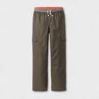 Boys' Lined Cargo Pull-on Pants - Cat & Jack Olive Metal