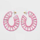 Sugarfix By Baublebar Raffia Hoop Earrings - Pink, Women's, Graprfruit