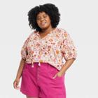 Women's Short Sleeve Top - Knox Rose Magenta Floral Xxl, Pink Floral
