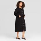 Women's Plus Size Long Sleeve Crewneck Midi Dress - Who What Wear Black 3x, Women's,