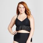Costa Del Sol Women's Plus Size Crochet Cami Bikini Top - Black