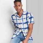 Adult Checked Casual Fit Short Sleeve Button-down Shirt - Original Use Light Cream/checked S, Light Ivory/checked