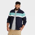 Men's Tall Striped Regular Fit Shawl Cardigan Sweater - Goodfellow & Co Navy