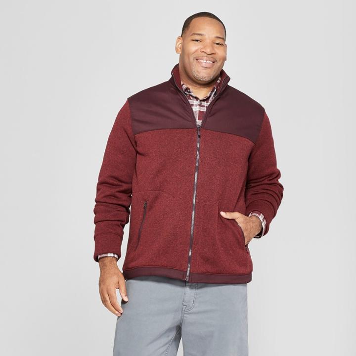 Men's Big & Tall Regular Fit Zip-up Fleece Jacket - Goodfellow & Co Berry Cobbler