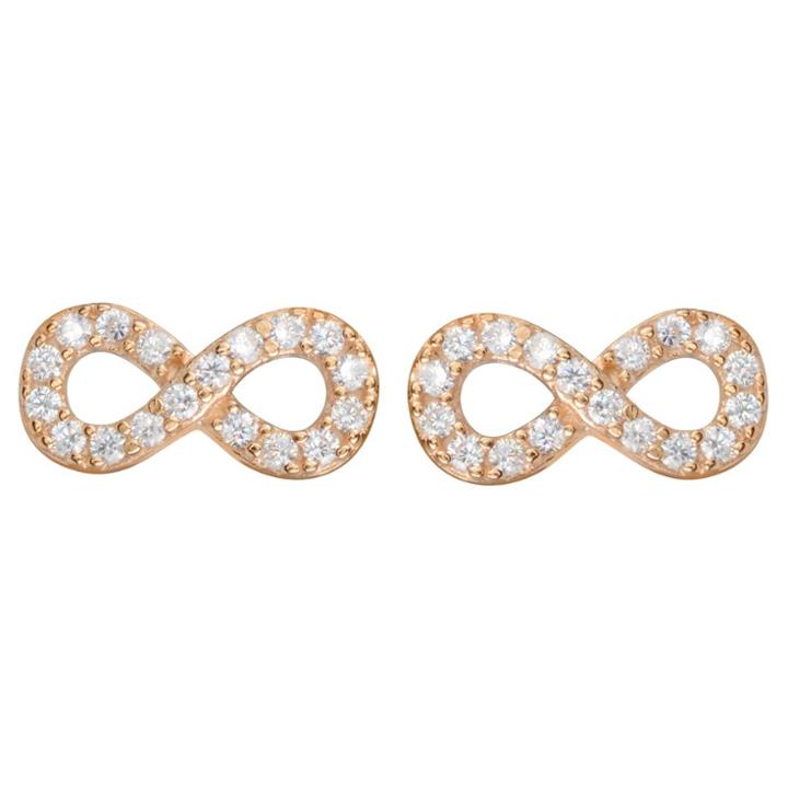 Journee Collection 1/3 Ct. T.w. Round-cut Cz Pave Set Infinity Stud Earrings In Sterling Silver - Rose Gold, Girl's