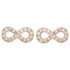 Journee Collection 1/3 Ct. T.w. Round-cut Cz Pave Set Infinity Stud Earrings In Sterling Silver - Rose Gold, Girl's