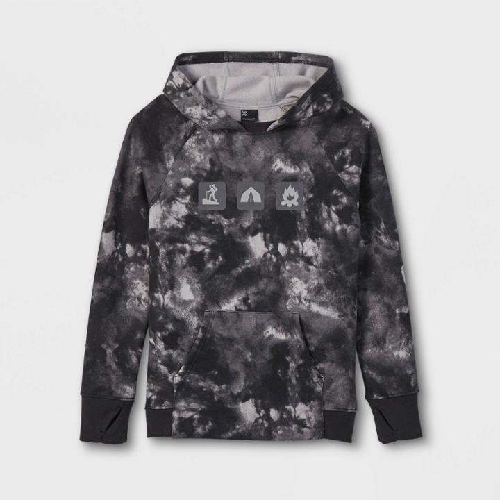 Boys' Printed Fleece Hooded Sweatshirt - All In Motion Black