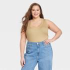 Women's Plus Size Slim Fit Tank Top - A New Day Tan