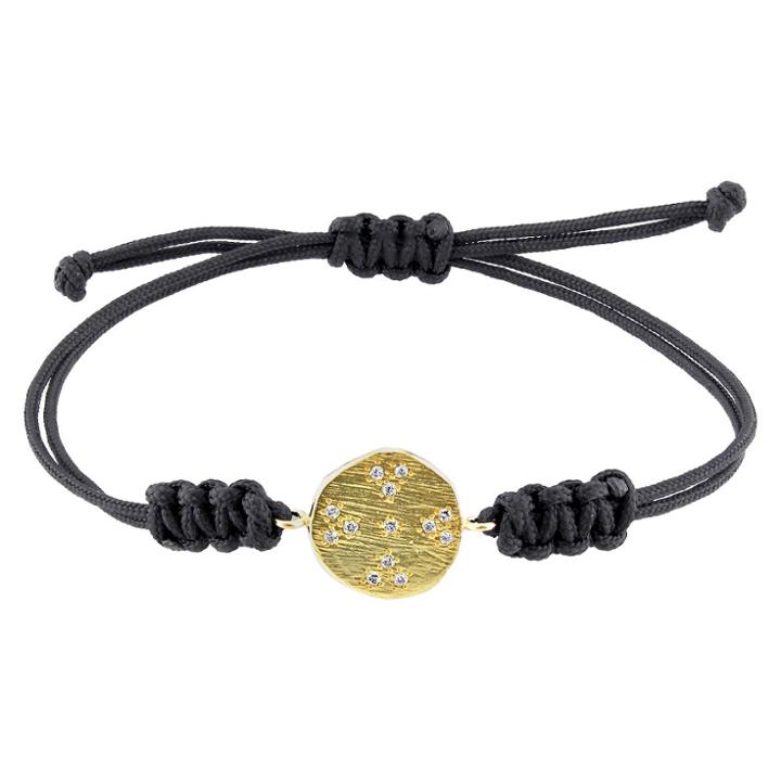 Target 0.13 Ct. T.w. Cubic Zirconia And Yellow Rhodium Plated Silver Charm Bracelet With Black Cord - 7 - Gold/black