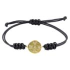Target 0.13 Ct. T.w. Cubic Zirconia And Yellow Rhodium Plated Silver Charm Bracelet With Black Cord - 7 - Gold/black
