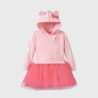Toddler Girls' Peppa Pig Long Sleeve Hooded Fleece Tutu Dress - Pink
