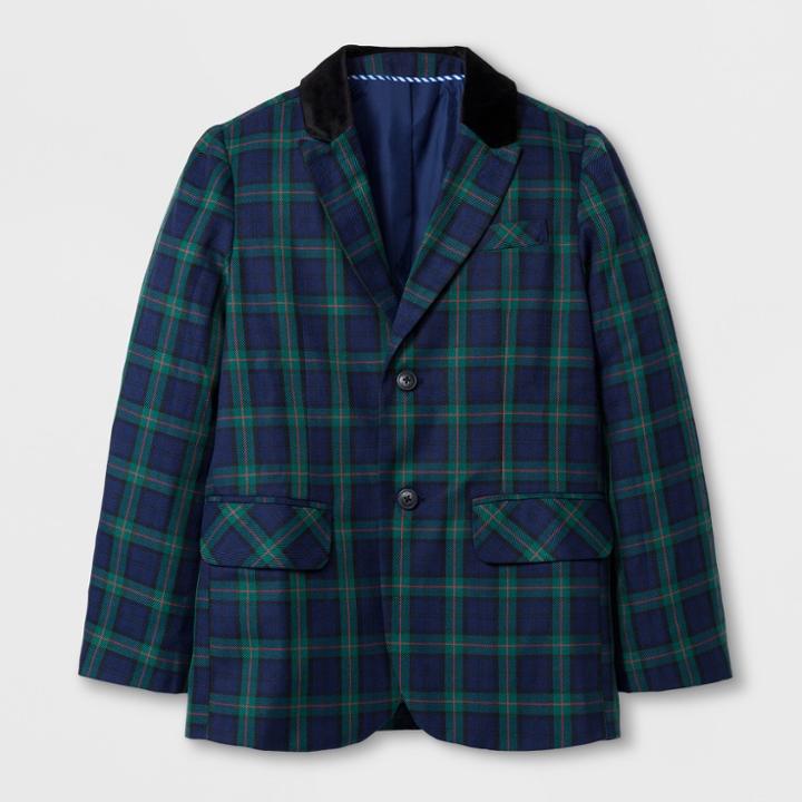 Boys' Plaid Blazer - Cat & Jack Navy
