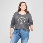 Women's Harry Potter Plus Size Long Sleeve Wand Graphic T-shirt (juniors') Black