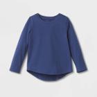 Toddler Girls' Solid Long Sleeve T-shirt - Cat & Jack Navy Blue