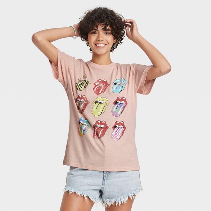 Women's The Rolling Stones Multi Logo Short Sleeve Graphic T-shirt - Blush