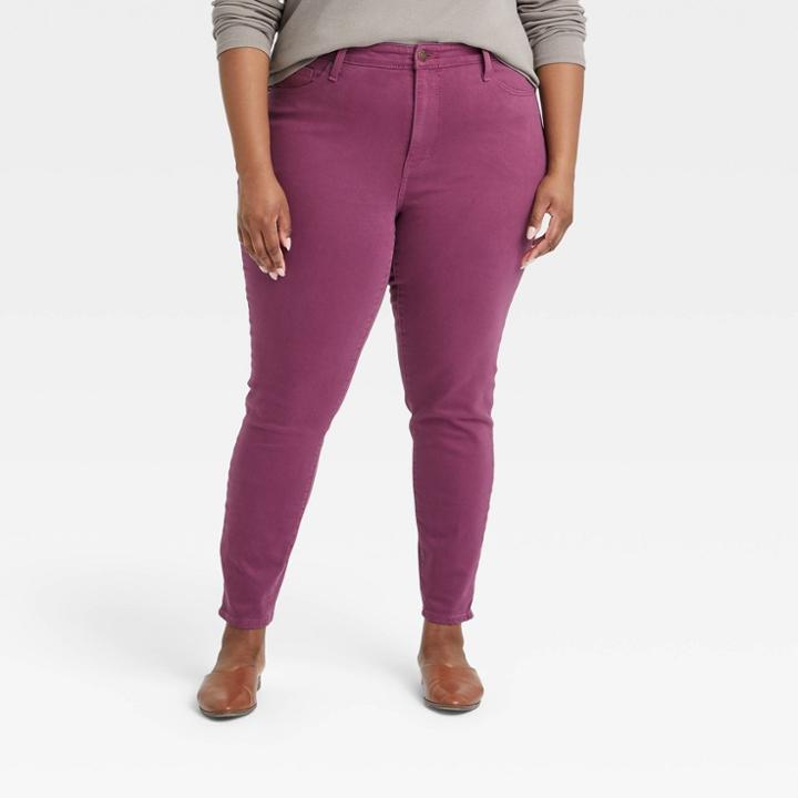 Women's Plus Size High-rise Ankle Skinny Jeans - Ava & Viv Purple