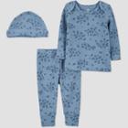 Carter's Just One You Baby Girls' 3pc Top & Bottom Set With Hat - Blue Newborn