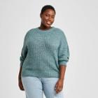Women's Plus Size Crewneck Pullover Sweater - Universal Thread Teal
