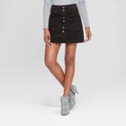 Women's Button Detail Corduroy Skirt - 3hearts (juniors') Black