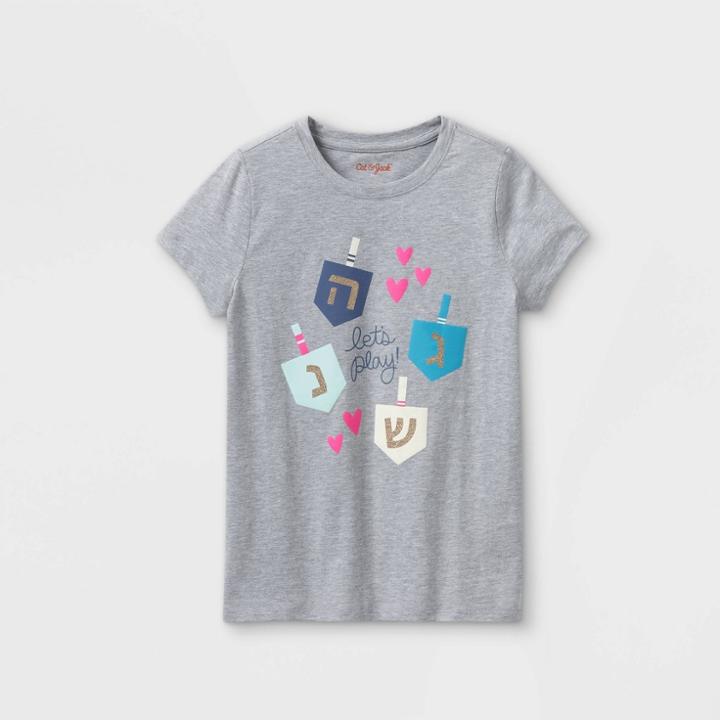 Girls' 'hanukkah' Short Sleeve Graphic T-shirt - Cat & Jack Heather Gray